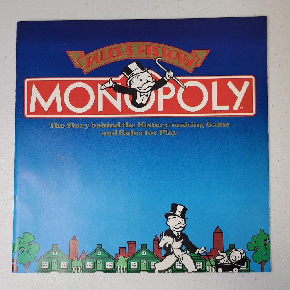 Vintage Monopoly Rules History Booklet 1985 Replacement Fair Condition